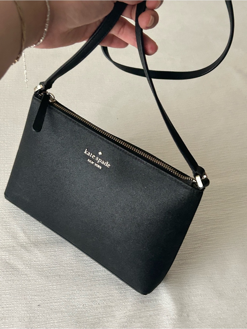 Kate Spade Crossbody Joeley Bag Black Faux Leather with Glitter Finish